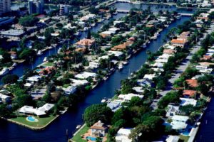 Aerial photo South Florida waterfront homes