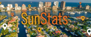SunStats Logo over photo of Ft Lauderdale Waterway and beach