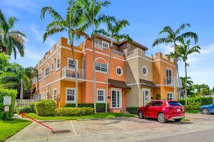 Front exterior of 624 NE 29th Drive townhouse building in Wilton Manors.